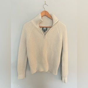 Roots Cream Cable Knit Half Zip Sweater